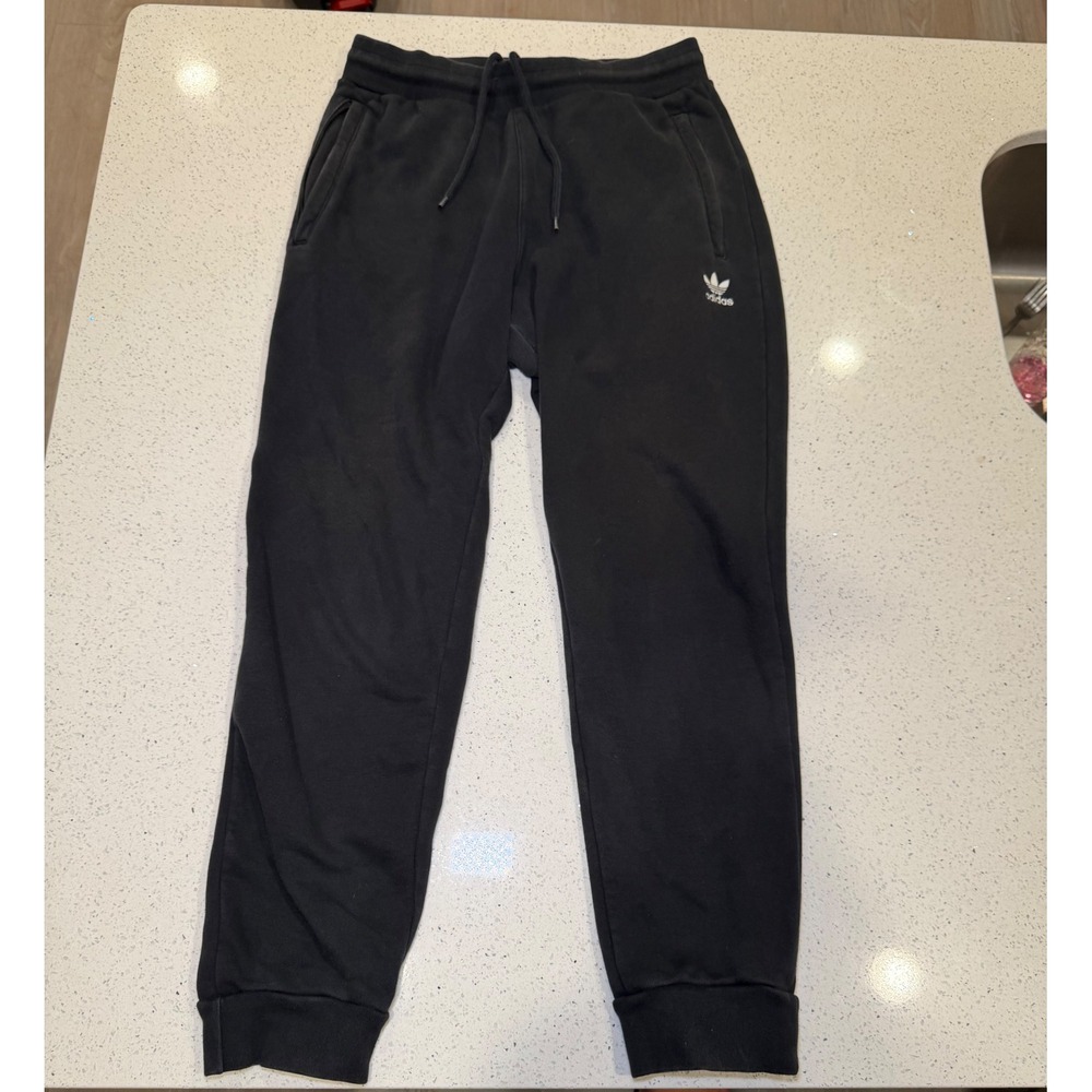 Adidas Originals Mens Trefoil Fleece Joggers Black Sweatpants Size Medium M